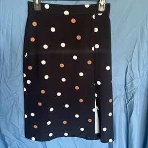 Ann Taylor Black Pencil Skirt with White and Tan Dots